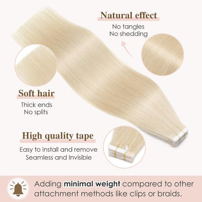 Blond Tape Extensions Echthaar 40 Stück 45 cm Remy