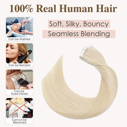 Blond Tape Extensions Echthaar 40 Stück 45 cm Remy