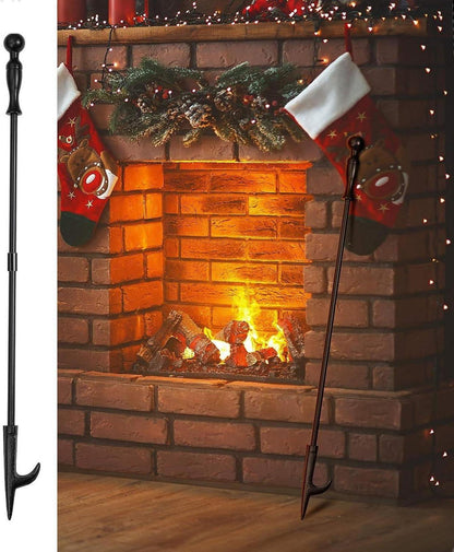Feuerschale Kamin Schürhaken 81cm Stahl Feuerpoker Schwarz