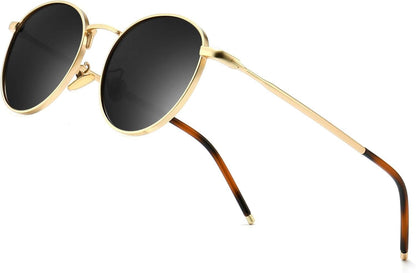 Polarisierte Vintage Runde Sonnenbrille UV400 Metallrahmen