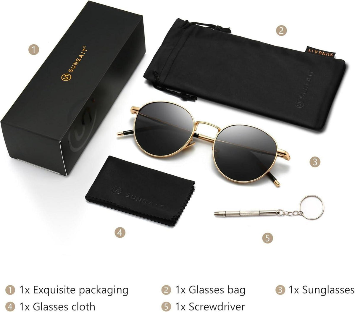 Polarisierte Vintage Runde Sonnenbrille Klassischer Retro Metallrahmen
