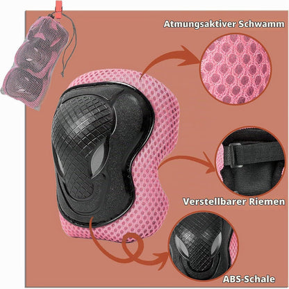 Kinder Schutzausrüstung Set 7-teilig Pink (8-13 Jahre)