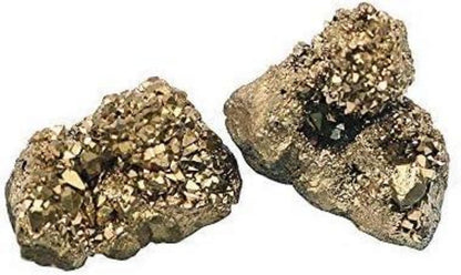 2er Set natürliche Pyrit Kristall Quarzsteine - Dekoration