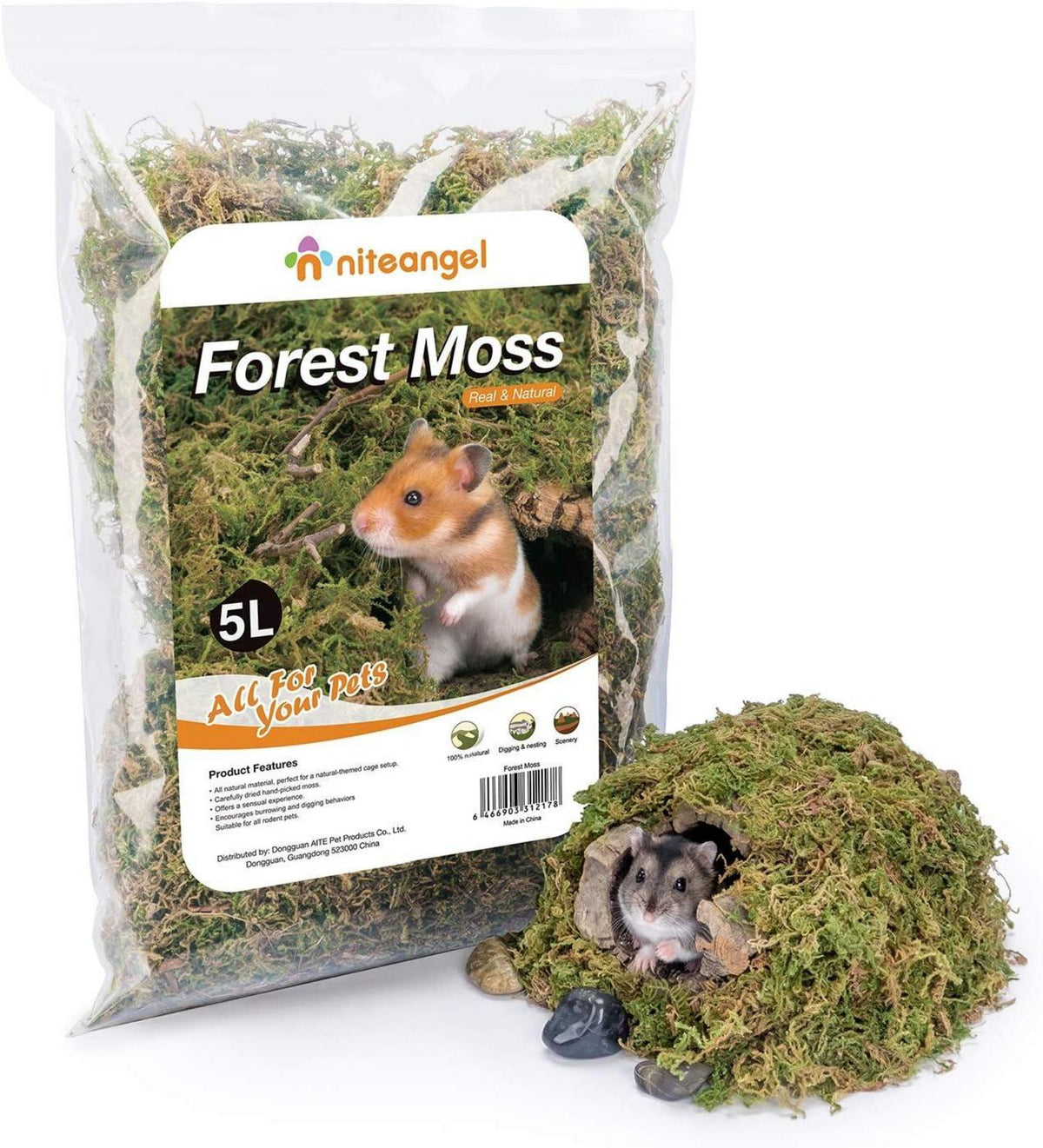Natur-Moosstreu für Hamster und Reptilien 5L