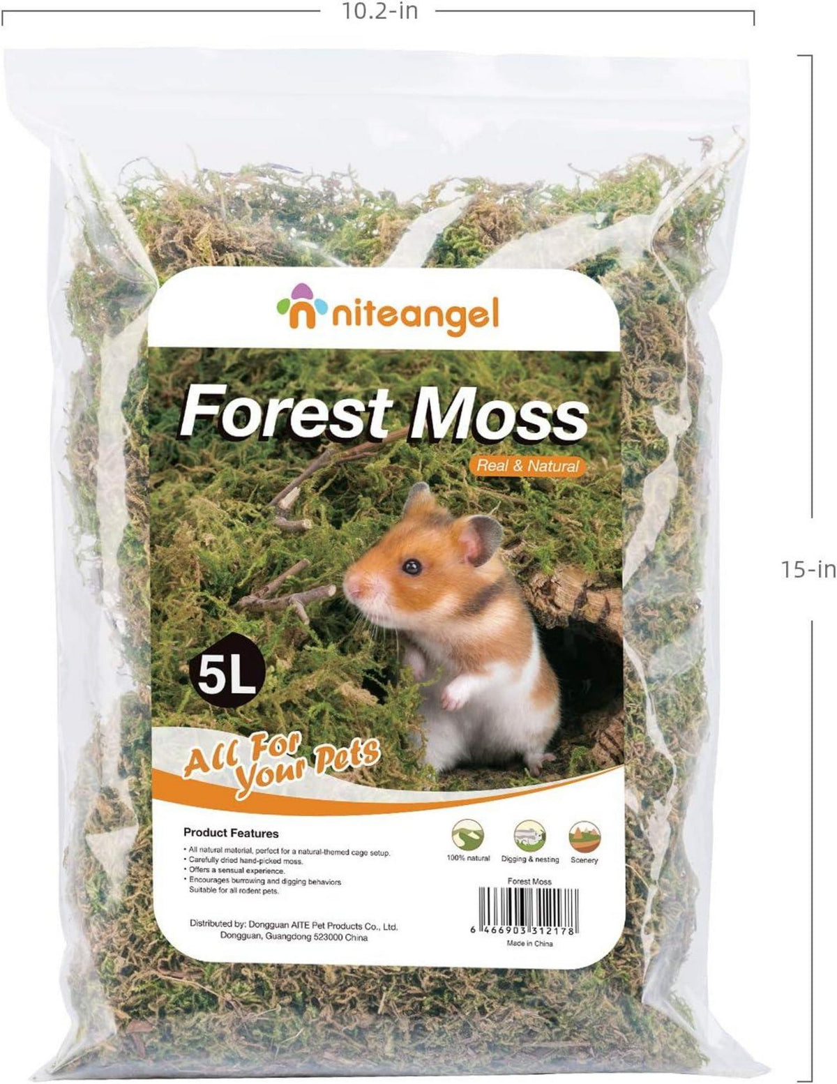 Niteangel 5L Weiches Moosstreu für Nagetiere & Reptilien