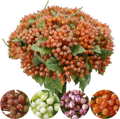 Künstliche Beeren Kunstpflanze Weihnachten 5 Stiele 30CM Orange