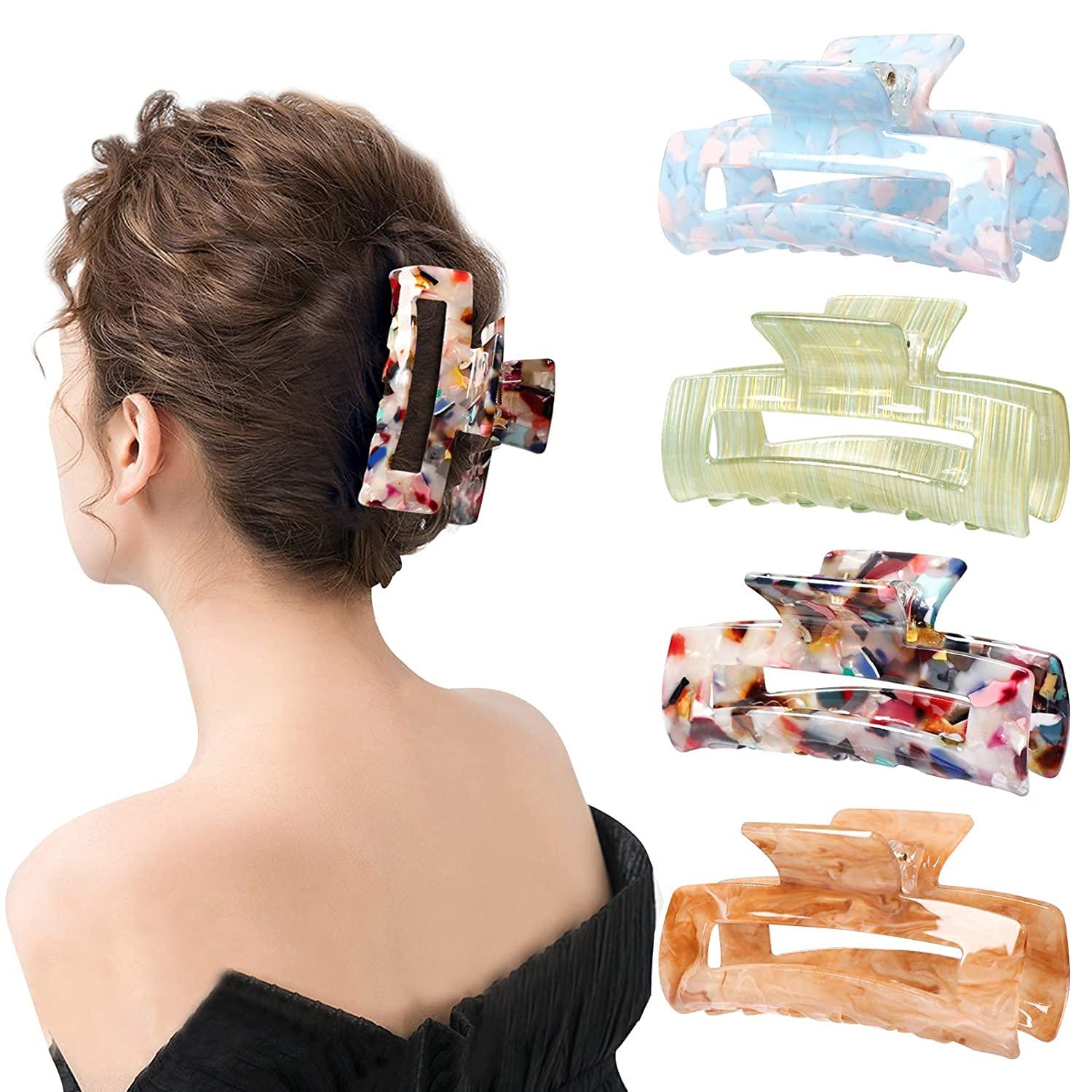 4er Set Acryl Haarklammern Schildpatt Muster Leopardendruck