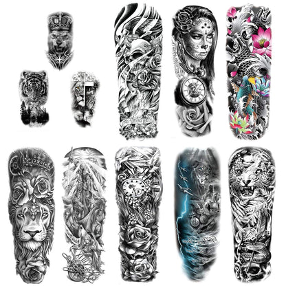 HOWAF Vollarm Temporäre Tattoos für Erwachsene - 11 Blätter
