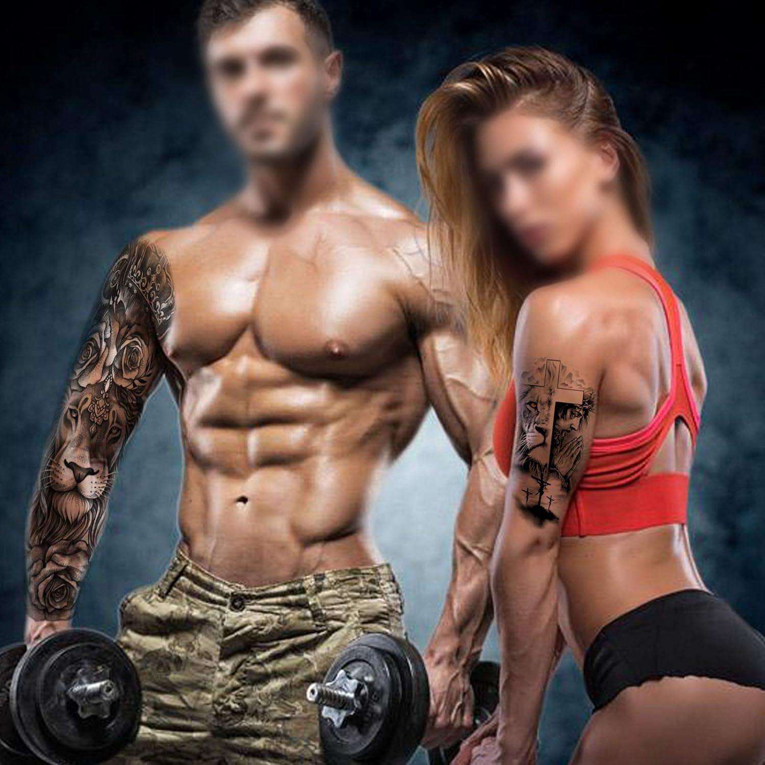 11 Blätter Full Arm Extra Groß Temporäre Tattoos Wasserdicht Schwarz