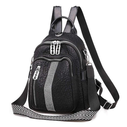 Damen Rucksack Elegant Cityrucksack Schulrucksack Schwarz in Lederoptik