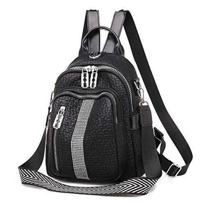 Damen Rucksack Elegant Cityrucksack Schulrucksack Schwarz in Lederoptik