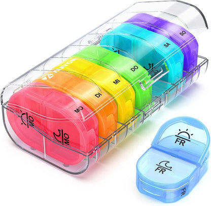Tablettenbox 7 Tage Pillendose 2 Fächer Feuchtigkeitsbeständig