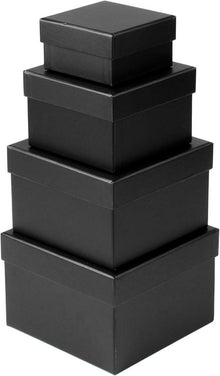 4er Set Rechteckige Geschenkboxen Schwarz aus recycelter Pappe