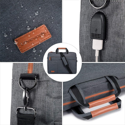 LOVEVOOK Laptop Tasche 17-17.3 Zoll Wasserdicht Herren Schultertasche Business Dunkelgrau