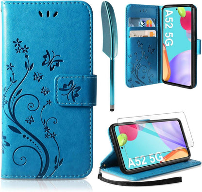 Lederhülle mit Schutzfolie für Samsung Galaxy A52 5G 4G A52S 5G