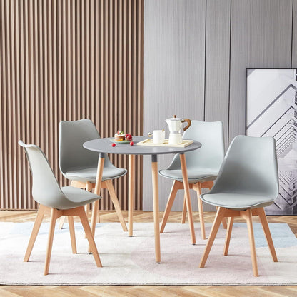 Moderner Esstisch Grau 80x80cm – MDF Küchentisch mit Holzbeinen