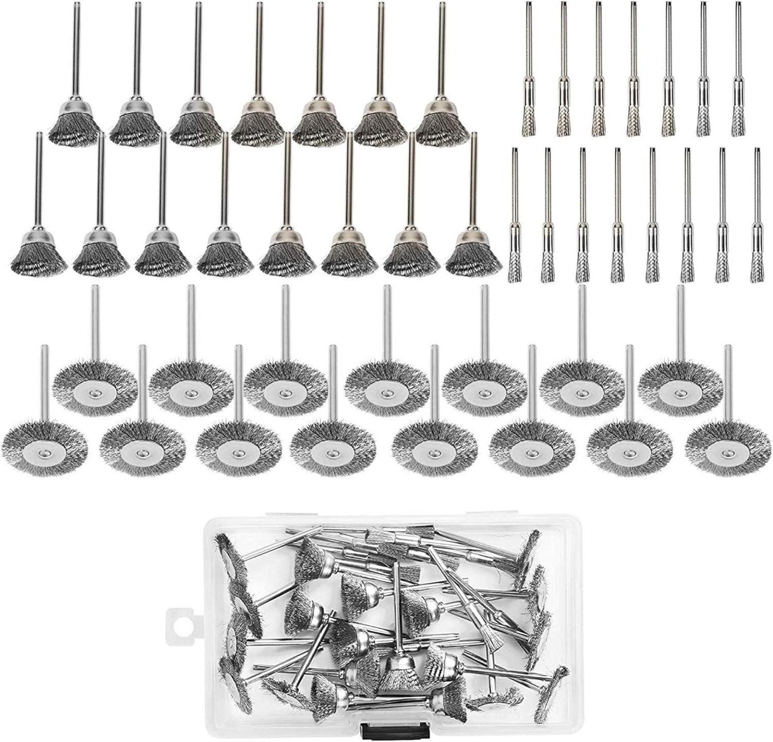 45-tlg. Drahtbürsten Set für Bohrmaschine, Edelstahl Pinselbürste, Polieren, Schleifen, Reinigen