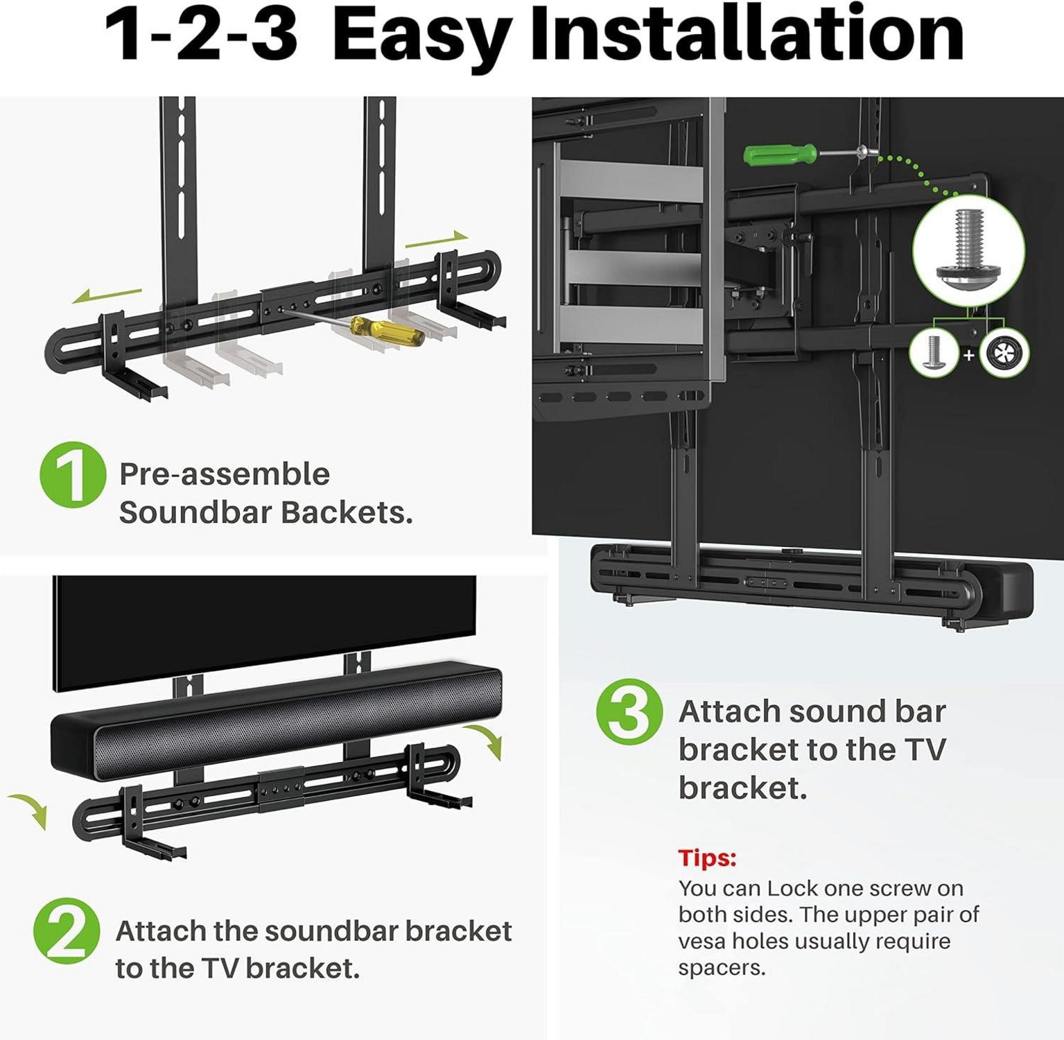 Universal Soundbar Halterung Wandhalterung für TV 87.5-154mm