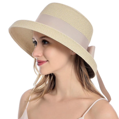 Damen Sonnenhut Strohhut Sommer UV-Schutz Faltbar Vintage