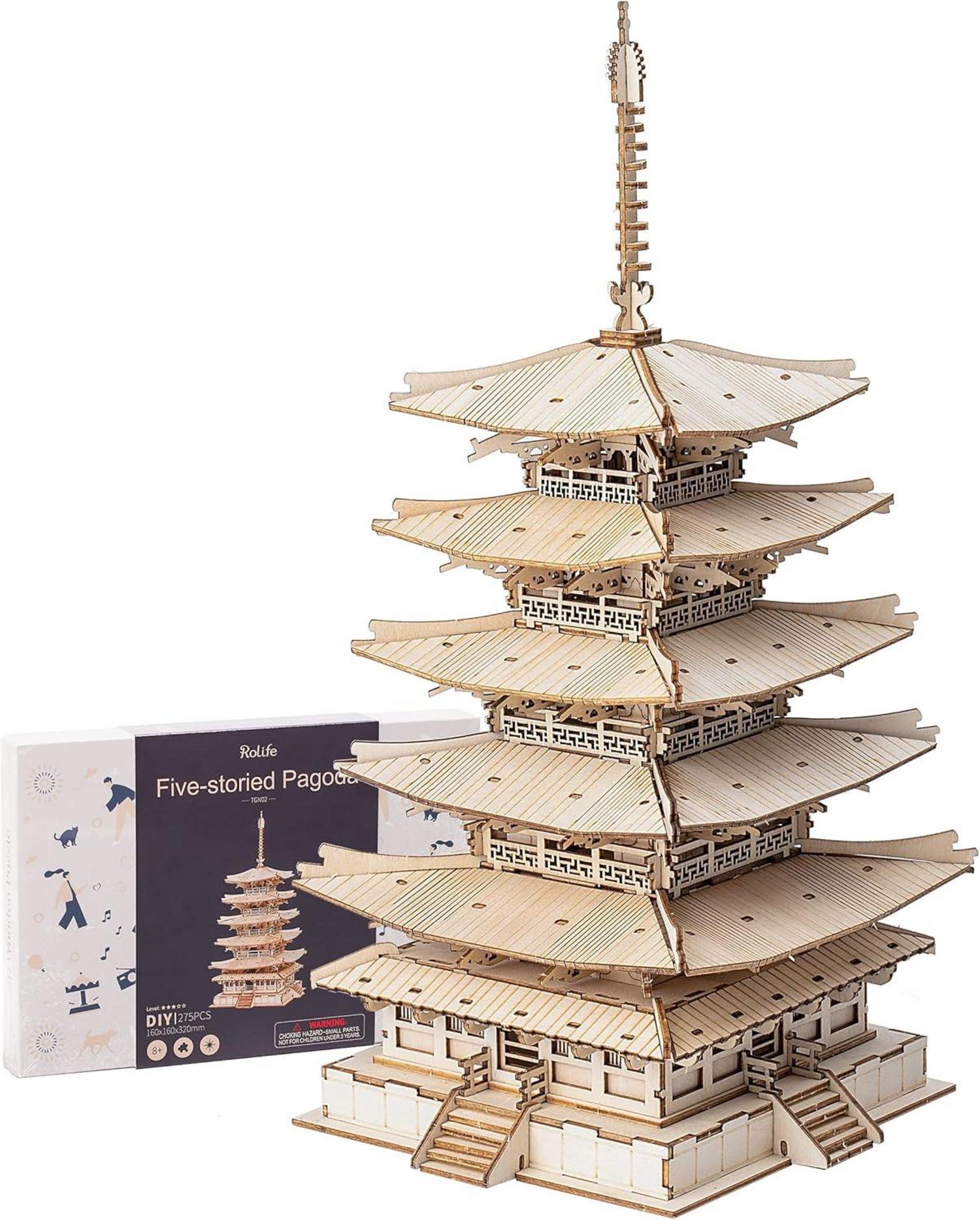 3D Puzzle Holz Modellbau Fünfstöckige Pagode Turm DIY Geschenke Dekoration