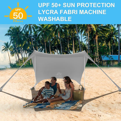 Strandzelt Lycra Sonnenschutz UPF 50+ Grau Pro 2.1x2.1m