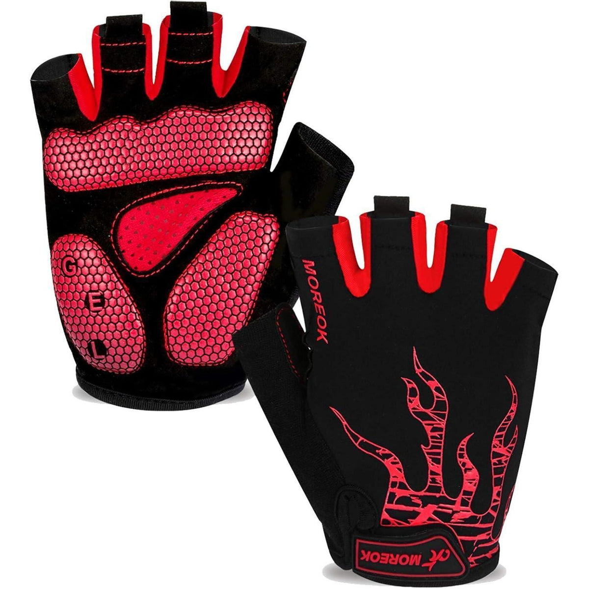 Fahrradhandschuhe Halbfinger Rot L atmungsaktiv SBR Gel