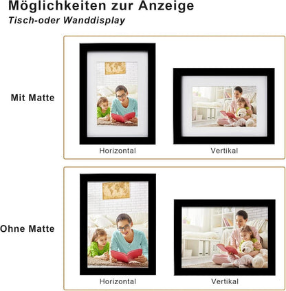 Bilderrahmen Set 15x20 cm Holzrahmen Acrylglas MDF Schwarz 4er