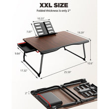 XXL Laptop Tisch für Bett mit Schublade & Ständer (Schwarz Kirsche)