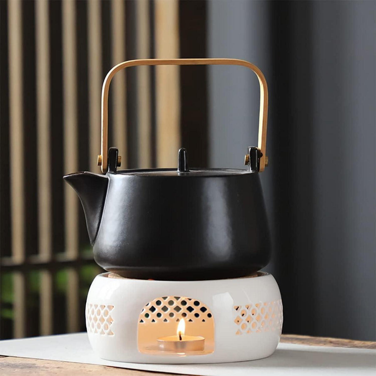 OB Stövchen für Teekanne Teelichtofen Keramik Hohl Design oncave 15 cm