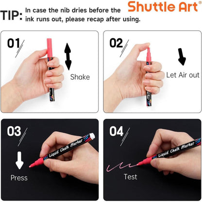 Shuttle Art Kreidemarker-Set: 24 bunte Kreidestifte mit 3mm