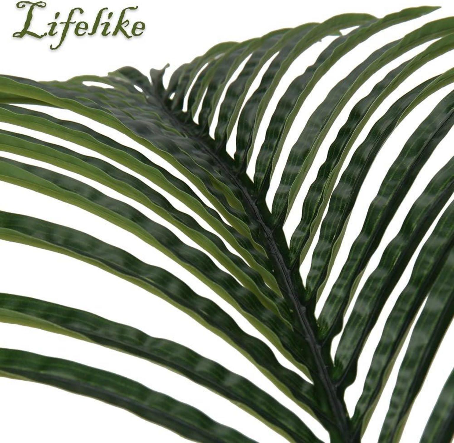 Künstliche Palmwedel Palmenblatt Set 6 Stück 37 cm Grün SEO Textilpalmwedel