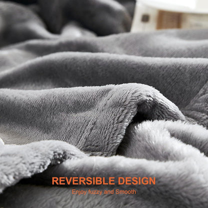 Kuscheldecke flauschig Grau weiche warme Fleecedecke 150x200