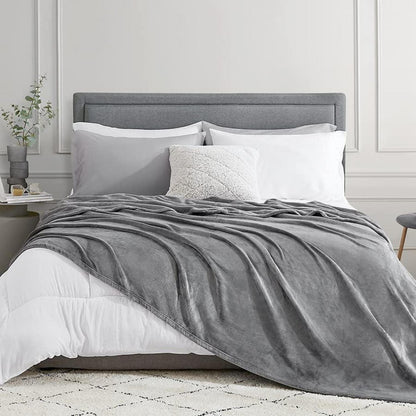 Kuscheldecke flauschig Grau weiche warme Fleecedecke 150x200