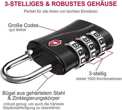 TSA Kofferschloss Zahlenschloss Vorhängeschloss für Reisekoffer