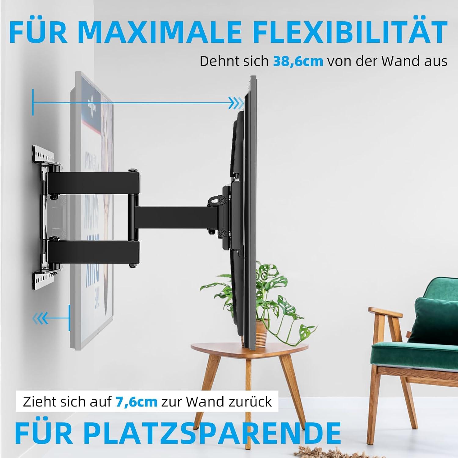 TV Wandhalterung Schwenkbar Neigbar für 32-75 Zoll 60kg VESA 600x400mm