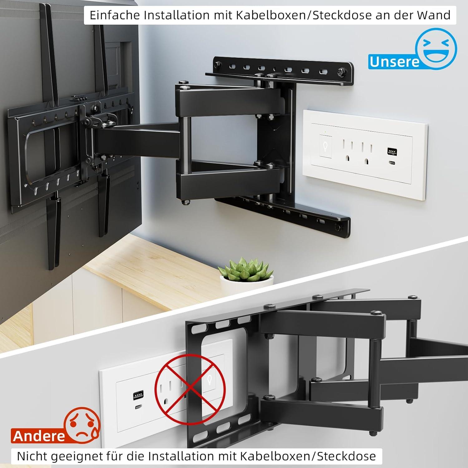 TV Wandhalterung Schwenkbar Neigbar 32-75 Zoll 60kg 600x400mm