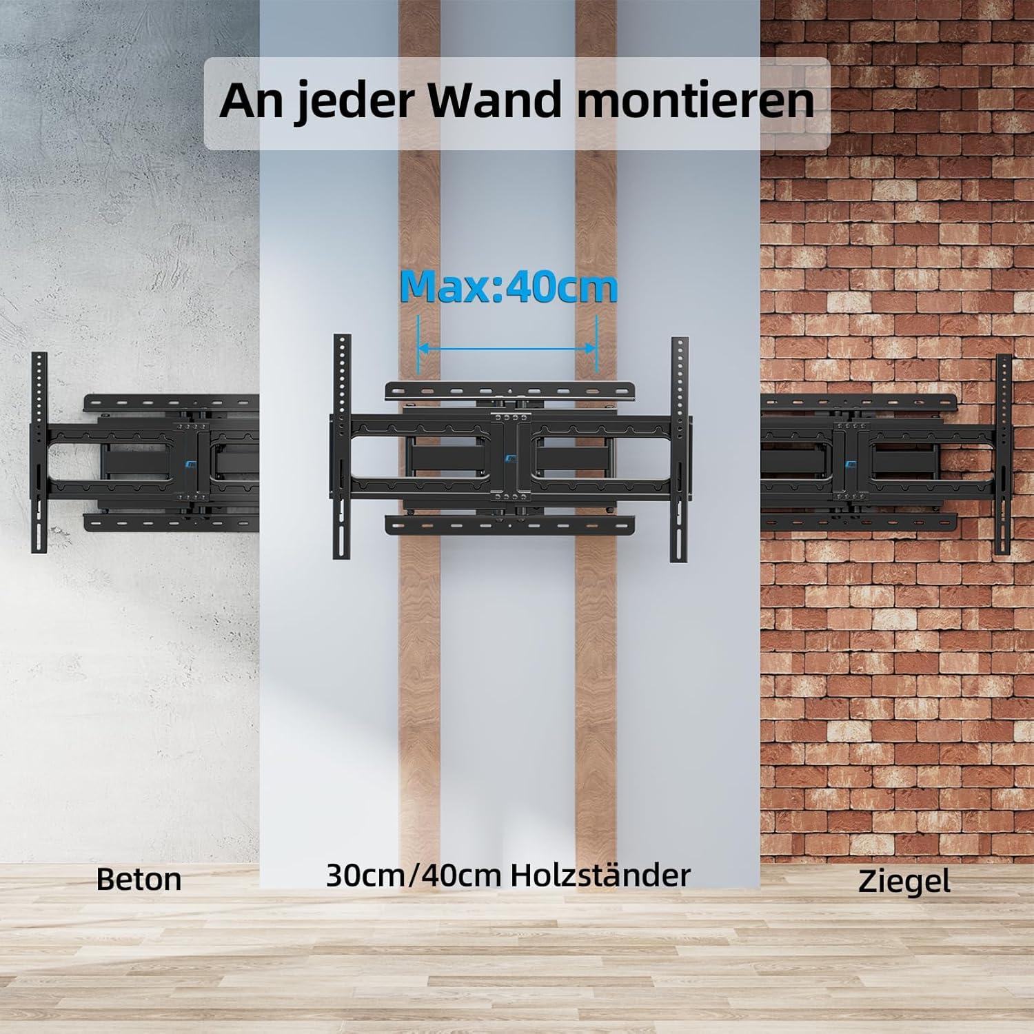 TV Wandhalterung Schwenkbar Neigbar für 32-75 Zoll Max 60kg 600x400mm