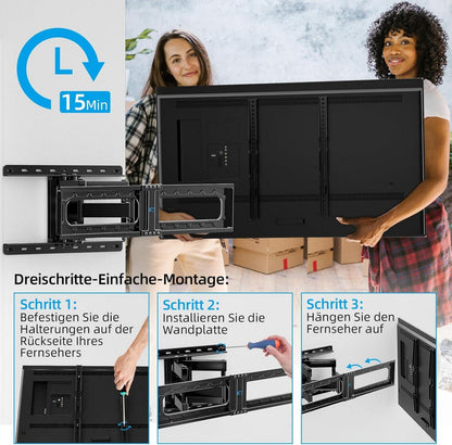 TV Wandhalterung Schwenkbar Neigbar 32-75 Zoll 60kg 600x400mm