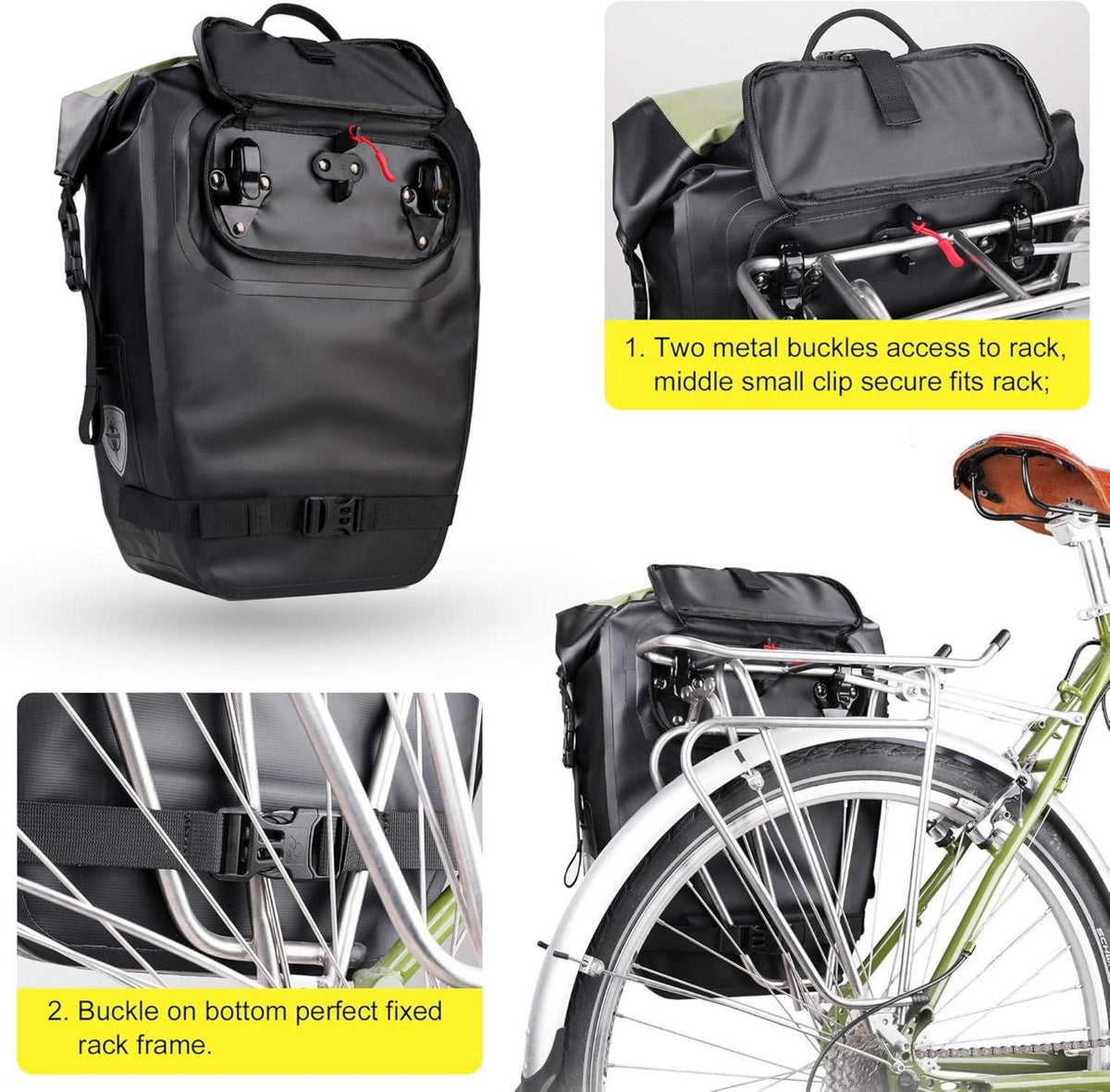 3-in-1 Fahrradtasche für Gepäckträger 27-30L Wasserdicht Hinten Vorne