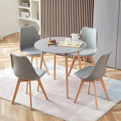 Moderner runder Esstisch Holz Grau – Skandinavischer Küchentisch 80x75cm
