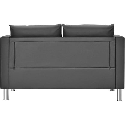 2-Sitzer Sofa mit Kissen – Modernes Wohnzimmer Sofa in Lederoptik