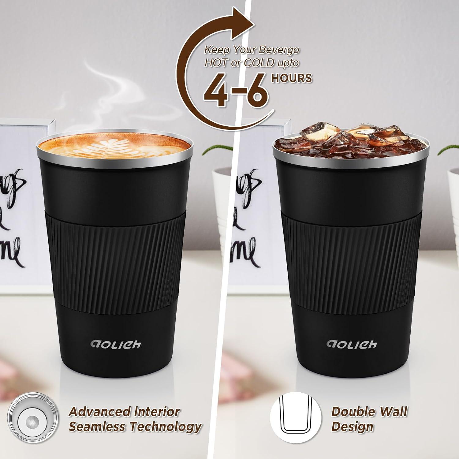 Aolieh Thermobecher Kaffeebecher Auslaufsicher Isolierbecher Edelstahl