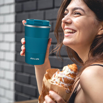 Thermobecher Kaffeebecher Isolierbecher Edelstahl 380ml Blau