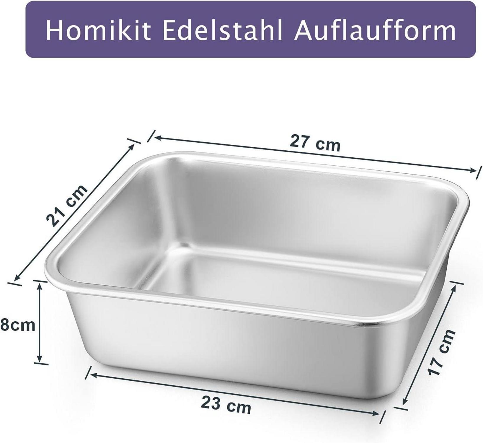 Homikit Klein Rechteckige Auflaufform Edelstahl 27x21x8cm