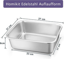Homikit Klein Rechteckige Auflaufform Edelstahl 27x21x8cm