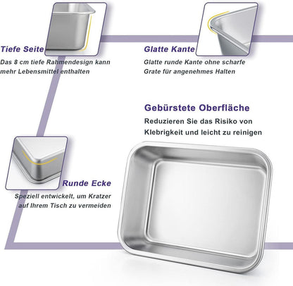 Auflaufform Klein Edelstahl Rechteckig 27x21x8cm Lasagne Backform