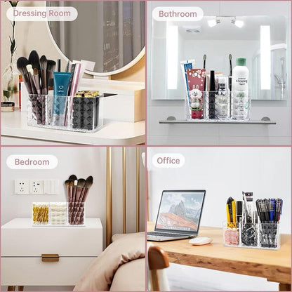 Acryl Kosmetik Organizer mit Kristall Pinselhalter für