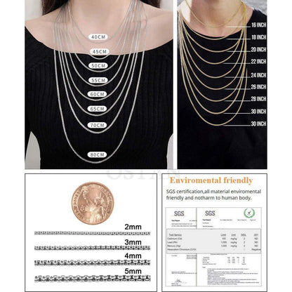 Edelstahl Seilkette für Damen und Herren, 1,5-5,0 mm Breite, 45-80 cm Länge