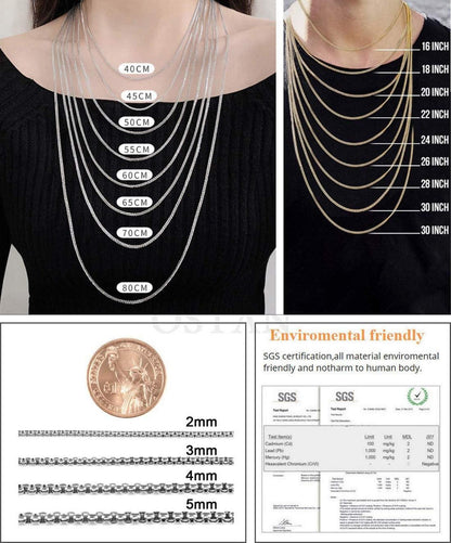OSTAN Edelstahl Silber Box Kette Briolette Venetian Link Collier 55CM