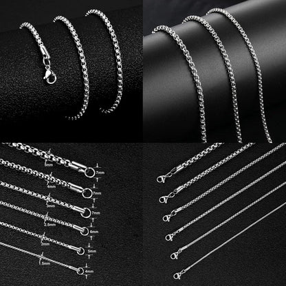 Edelstahl Seilkettenhalskette für Damen und Herren, 1,5-5,0 mm Breite, 45-80 cm Länge